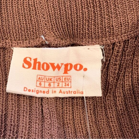 Showpo Zyanya Ribbed High Waisted Wide Leg Pants Size 2 Color Chocolate - Picture 5 of 9